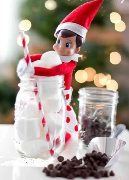 Elf on the Shelf with Marshmallow and Choco Chip Jars