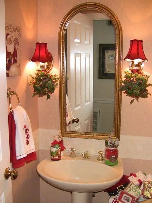 Red Lamps, Christmas Towels, and a Gift Bag