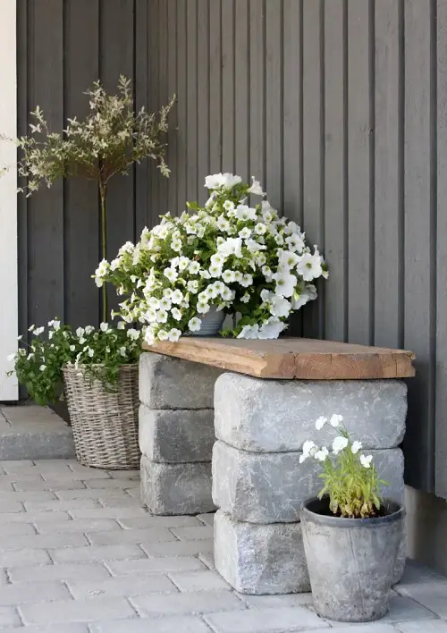 Cement Blocks and Wooden Plank Bench