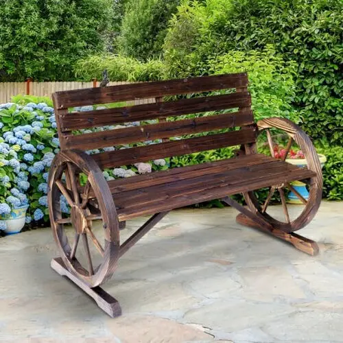 Wooden Bench with Wheels