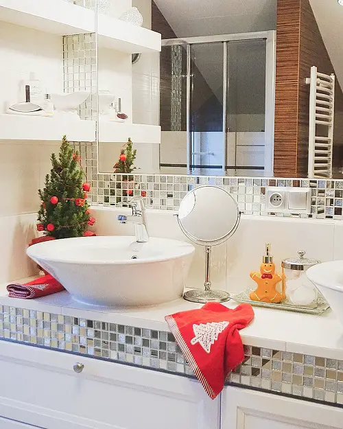 Christmas Towels and a Small Christmas Tree