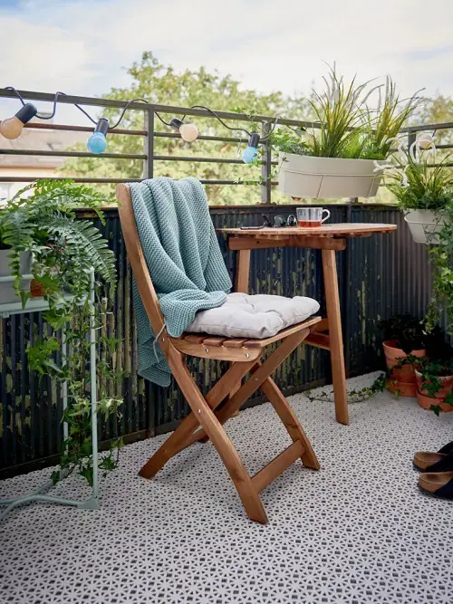 Foldable Wooden Chair and Table in balcony
