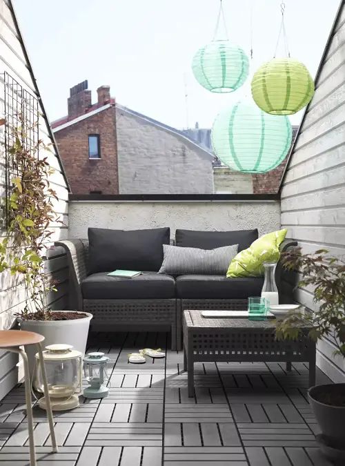 A Couch and Center Table in balcony