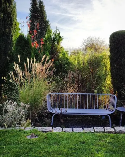 Metal Bench in garden