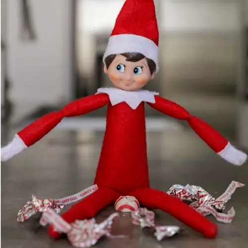 Elf on the Shelf with Candy Wrappers