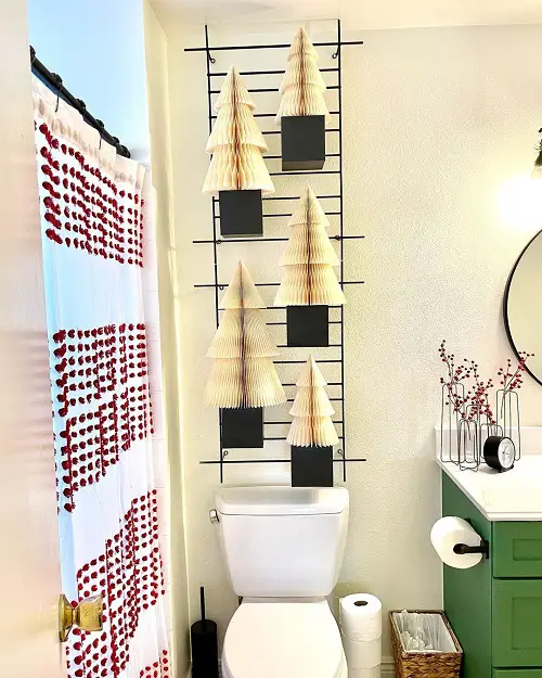 Artificial Christmas Wall Art in bathroom