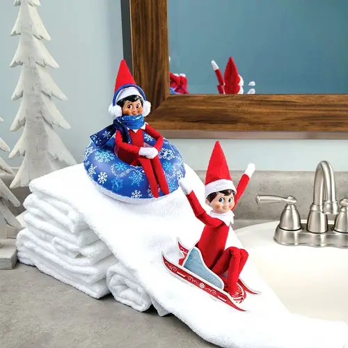 DIY Elf on the Shelf Ideas Elf on the Shelf Towel Slide Mountain
