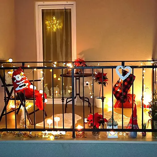 Lights and Red Plants in balcony