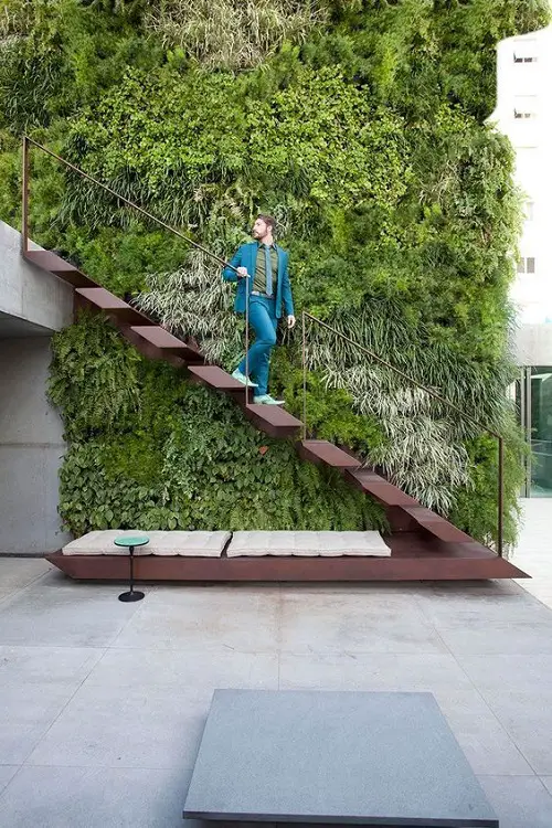 Garden on the Staircase A Wall Full of Dense Foliage