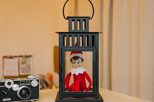 Elf on the Shelf in a Lantern