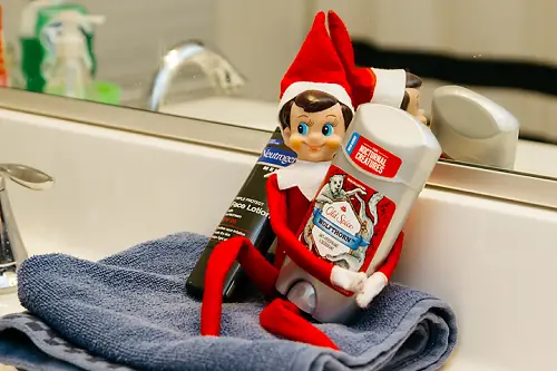 Elf on the Bathroom Shelf
