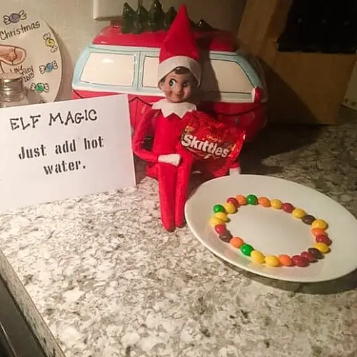 DIY Elf on the Shelf Ideas Elf on the Shelf with Skittles