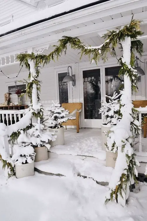 Vintage Pine Crocks and Pots in porch