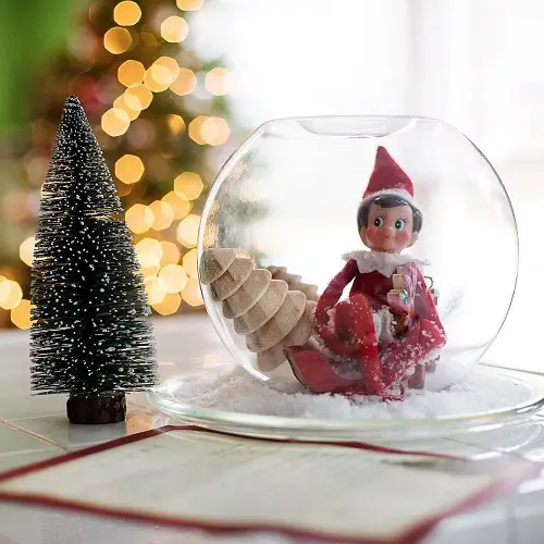 DIY Elf on the Shelf Ideas Elf in a Snow Globe