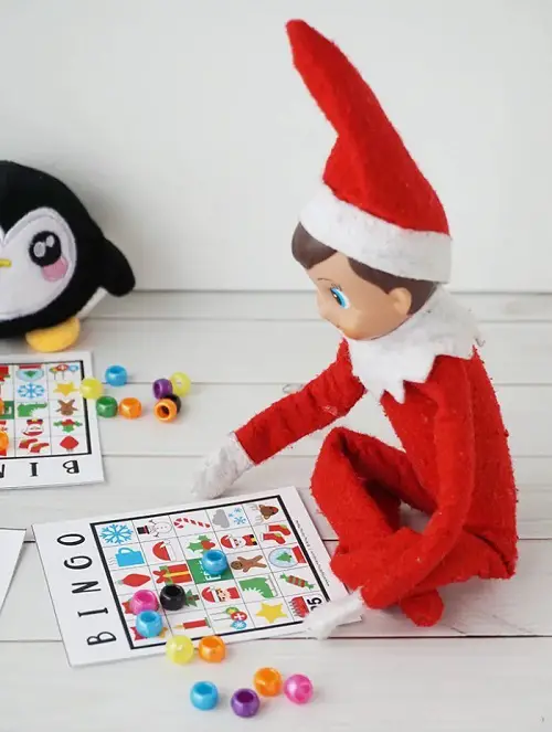 DIY Elf on the Shelf Ideas Elf Playing Bingo