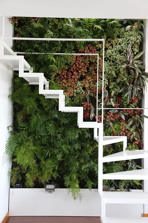 Colorful Wall Adjacent to Staircase