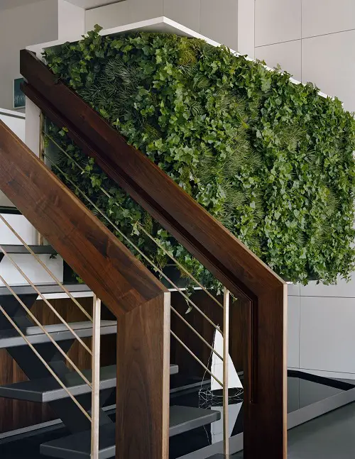 Dark Green Living Wall in staircase 