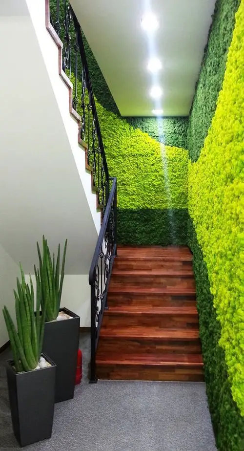 Garden on the Staircase A Dark and Light Green Living Wall