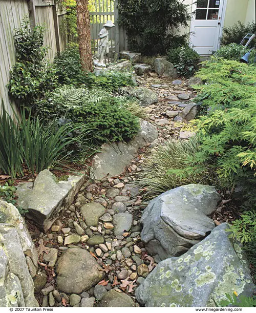 Large Stones Dry Creek in dry river bed