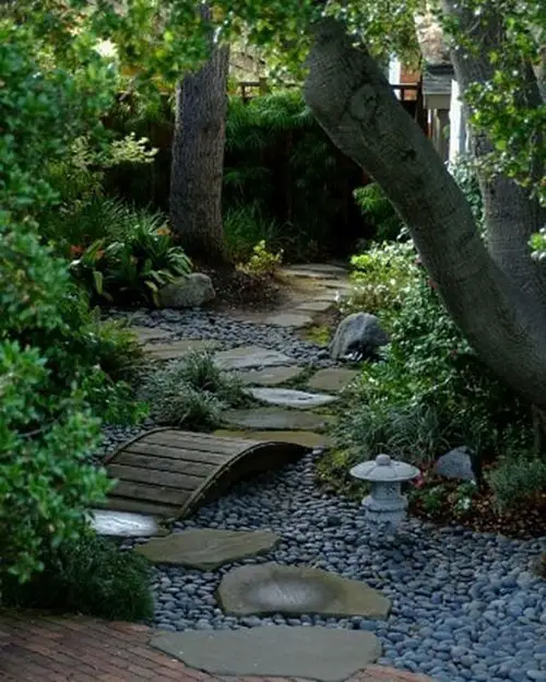 dry river Wooden Bridge and Pathway