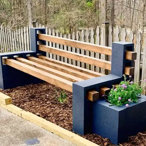 DIY Front Yard Garden Bench Ideas Wooden Plank Bench