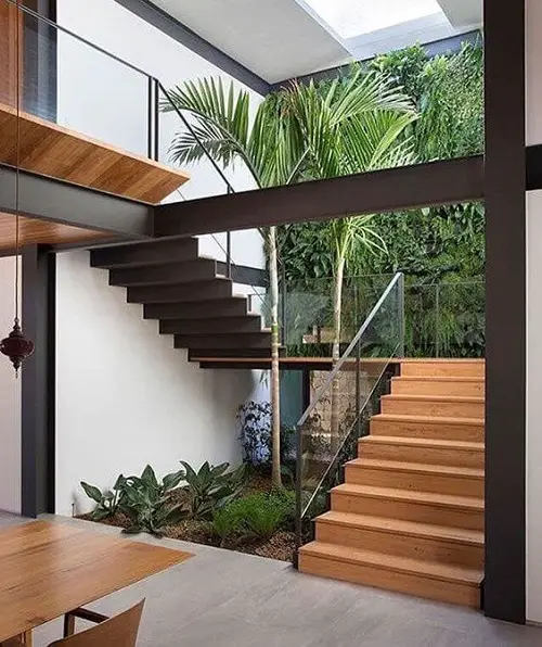 Palm Flower Bed and Living Wall in stair