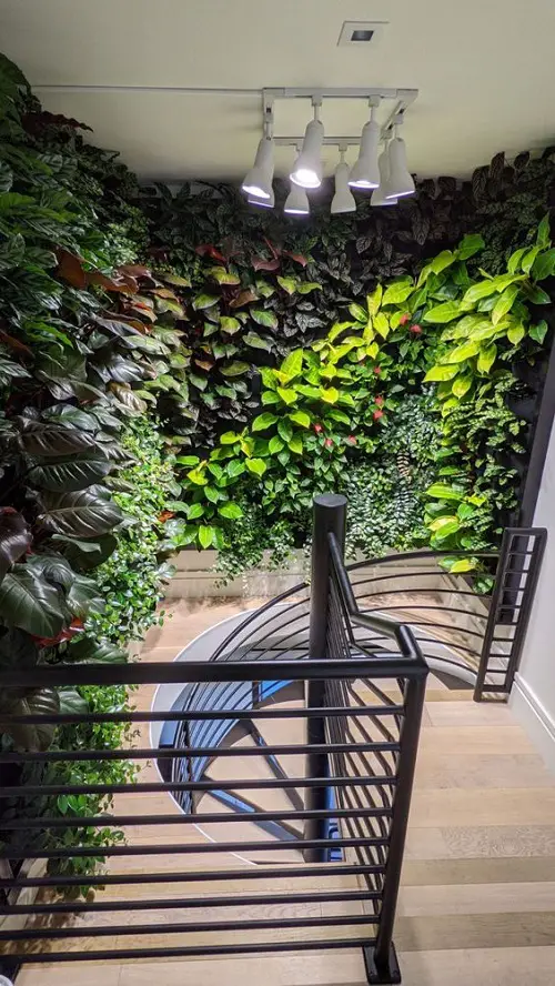 Garden on the Staircase Living Wall Surrounding the Landing