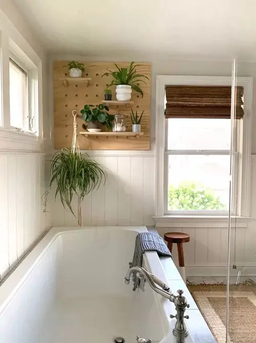 DIY Bathroom Planter Ideas Use a Pegboard