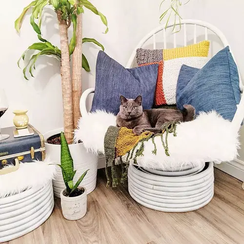 tiny nook White Planters and Mini Trees