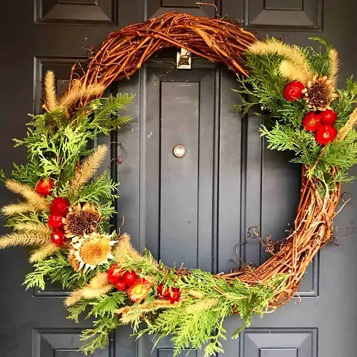 Golden red Grapevine Wreath Ideas