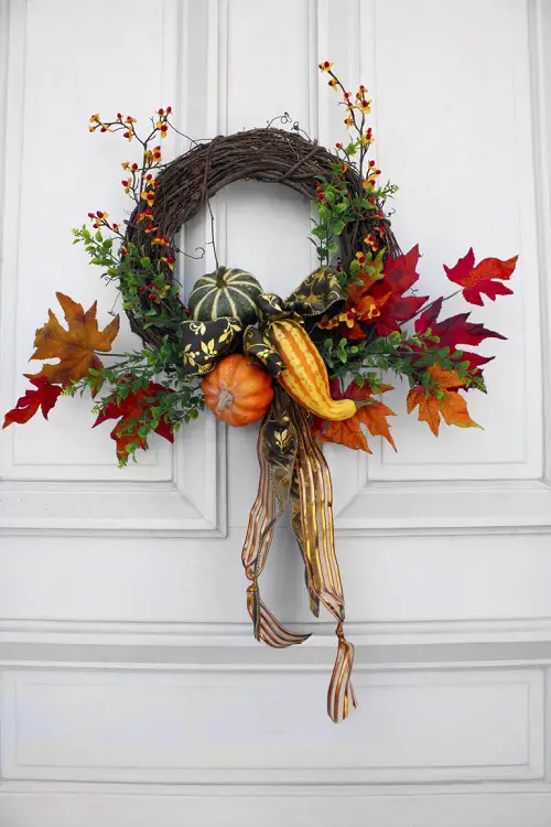 Pumpkin and Maple Leaf Wreath