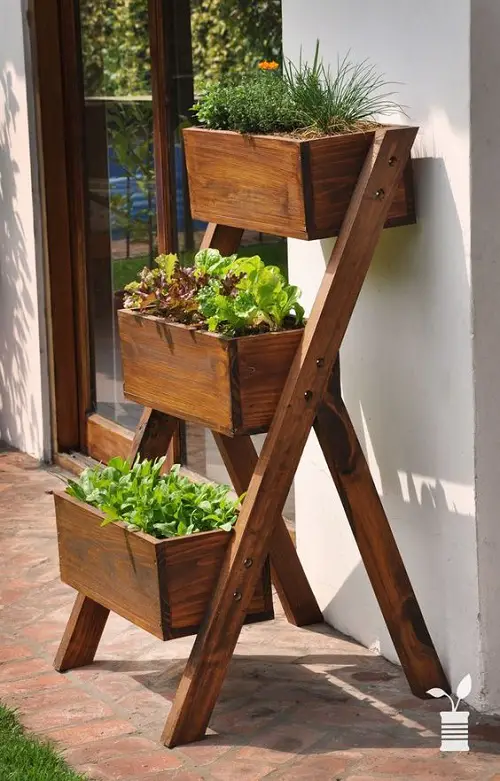 Box Ladder Porch Herb Garden Ideas 74