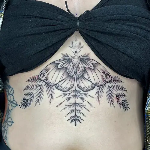 Butterfly and Leaves Plant Tattoo Ideas