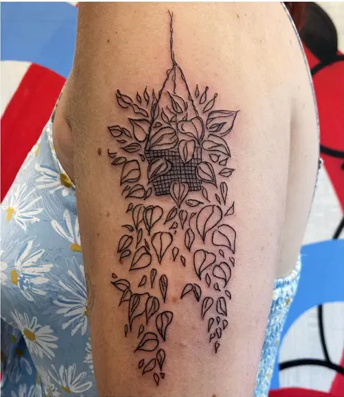 Hanging Plant stem Tattoo Idea