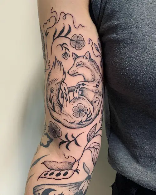 Plant stem and Fox Tattoo on ideas