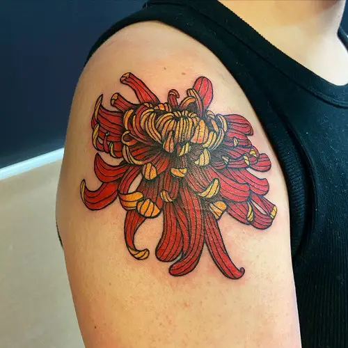 Chrysanthemum Flower in Japanese Tattoo Meaning