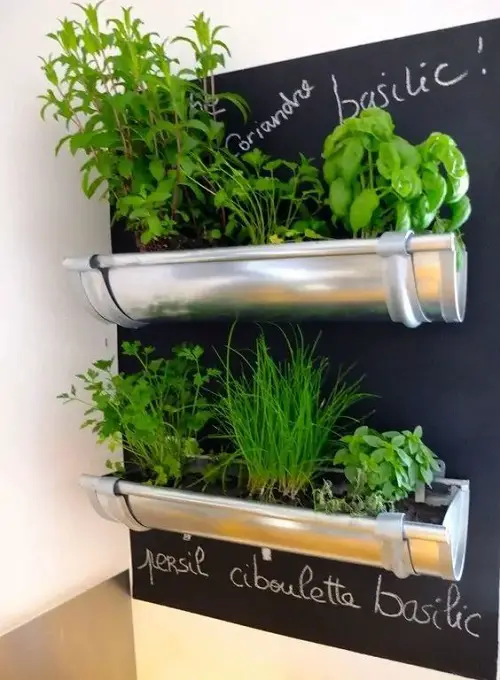 Rain gutter Porch Herb Garden Ideas