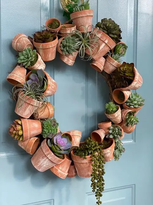 Tiered Planters Succulent Wreath on the Wall