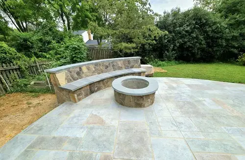 Flagstone Bench with Fire Pit