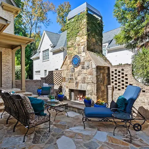 Metal Furniture and Patio Fireplace