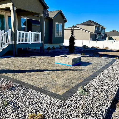 Square Firepit and Flagstone Floor