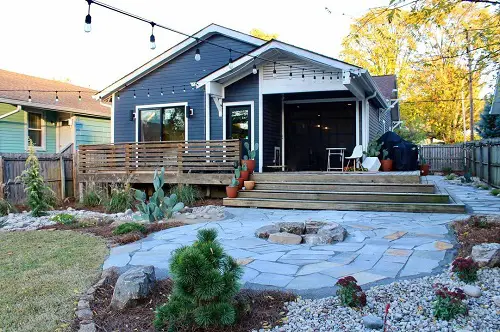Flagstone Patio in Front Yard