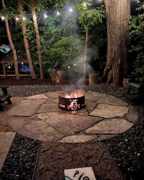 Metal Firepit and Flagstone Patio