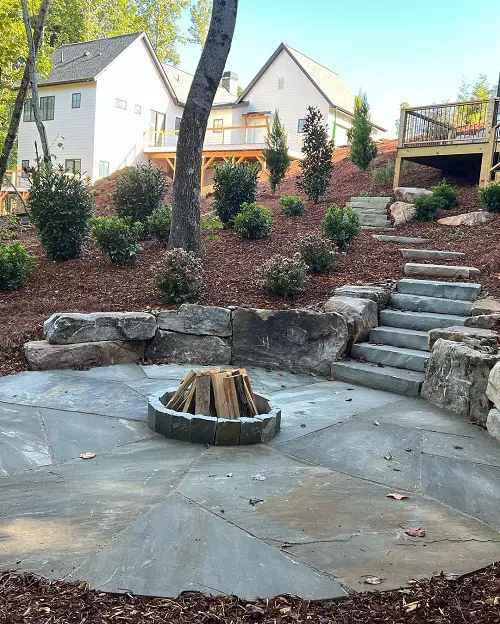 Flagstone Patio with Small Firepit