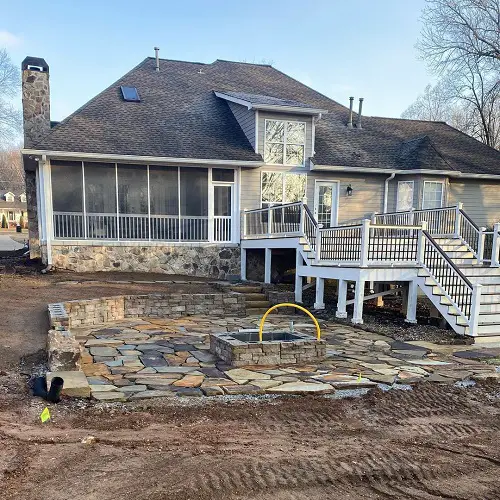Flagstone Patio with Square Fire Pit