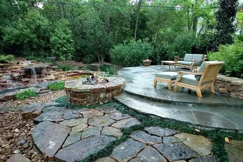Fountain and Fire Pit Patio