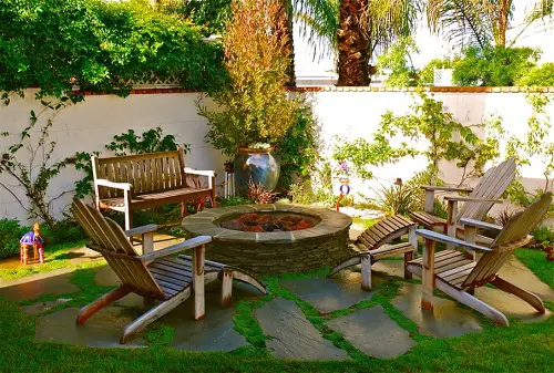 Garden Patio with Fire Pit