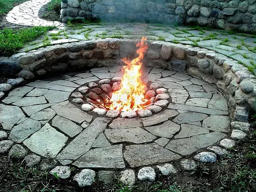 Stone Patio with Fire Pit