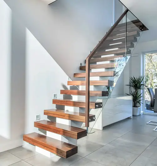 Walnut Treads Levitating Staircase Ideas for Small Spaces