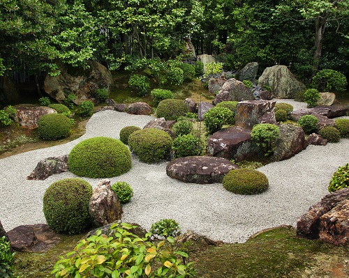 Boulders and Dense Shrubs in Zen Garden